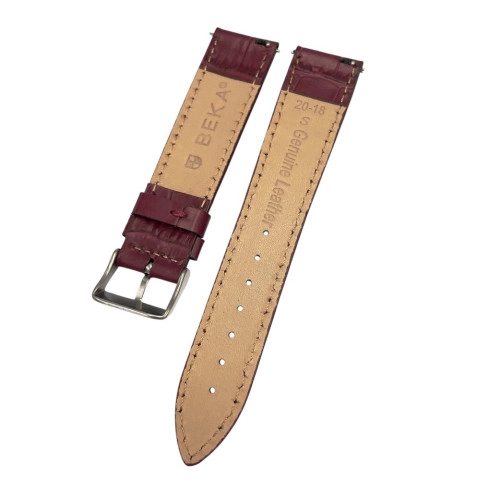 20 mm İnce Kroko Bordo Deri Saat Kordonu